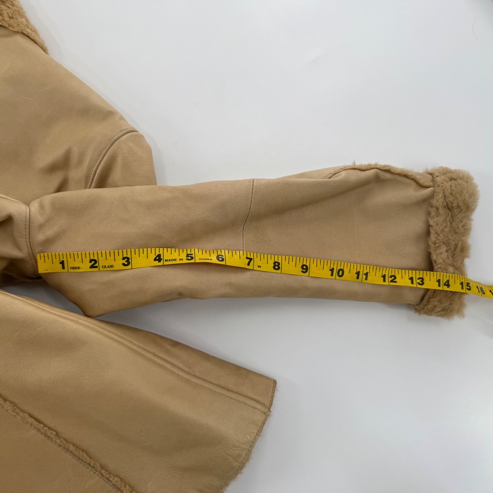 Leather Limited Shearling Coat Womens Medium Tan Good Penny Lane Genuine Leather - Picture 11 of 13